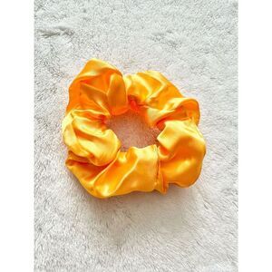 Citrus orange color satin hair scrunchie